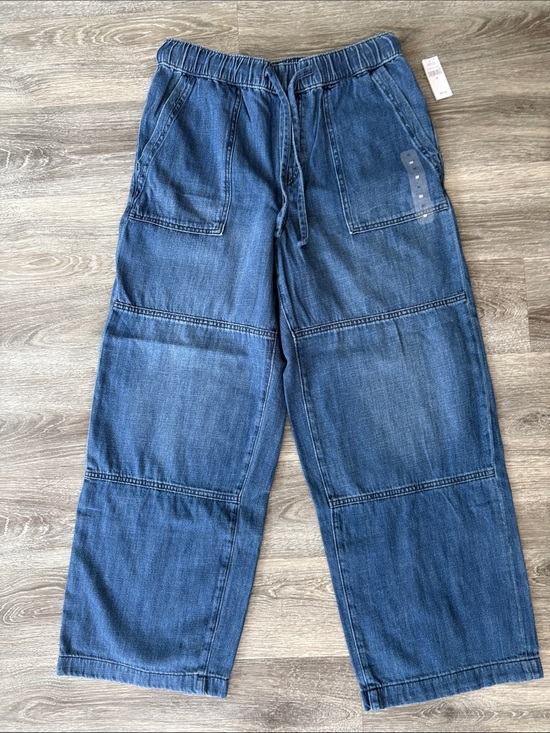 Old Navy Denim - Wide Leg Drawstring Denim Pants - Blue